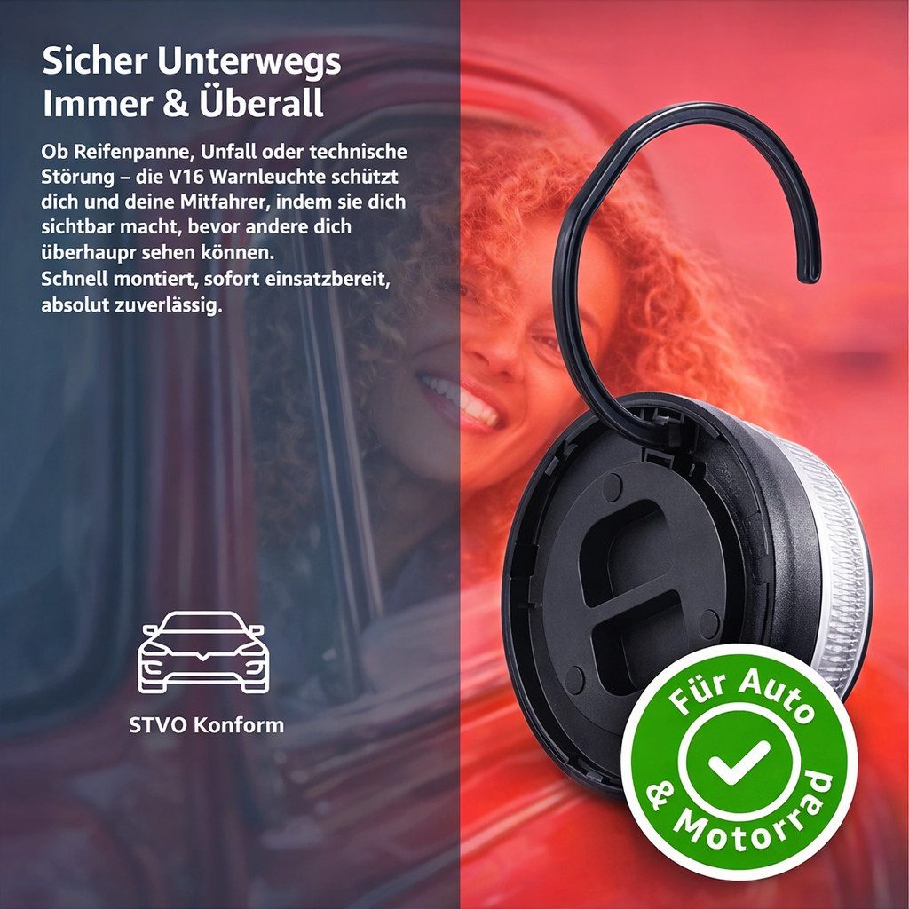 TK Gruppe LED-Warndreieck Warnleuchte V16 EU IDADA 21020060 zugelassenes Notlicht & Warndreieck