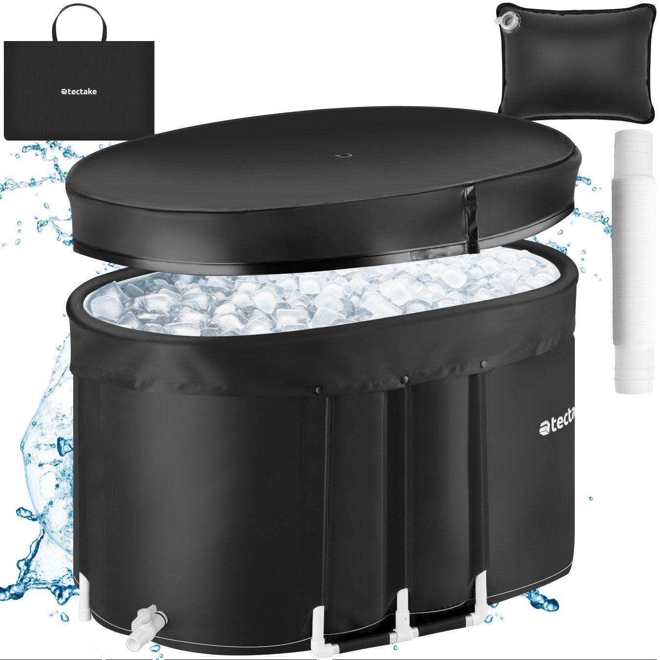 tectake Badebottich Eisbadewanne Espoo, 3-fach Isolierung, Aluminiumgestell, 375 l, für 1 Personen, 1 St., wetterfest und strapazierfähig mit Schutzabdeckung