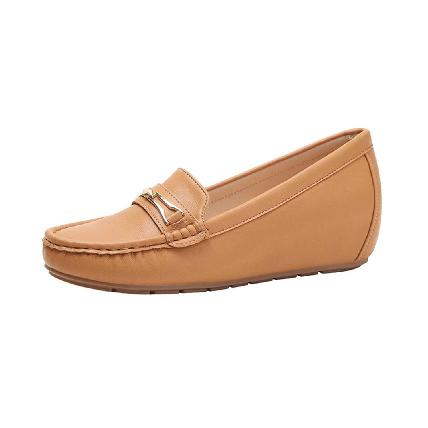 Daisred Damen Loafer Slipper Plateau Halbschuhe Absatz Loafer Braun