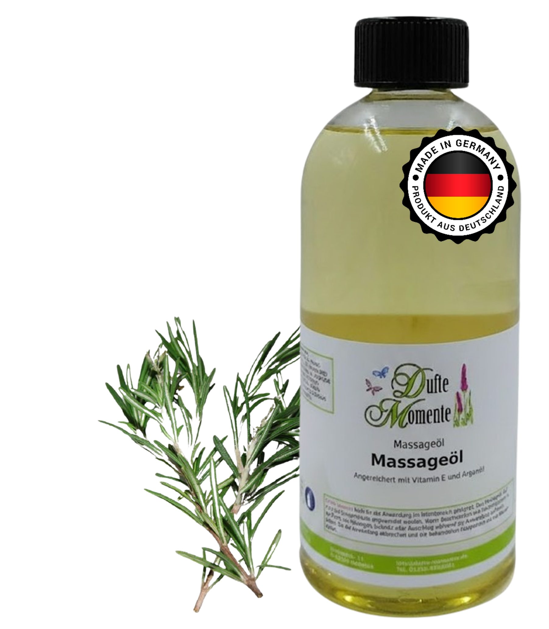 Dufte Momente Massageöl Rosmarin 250ml - 3 L, hochwertige Pflanzenöle als Basis, vegan und ohne Tierversuche