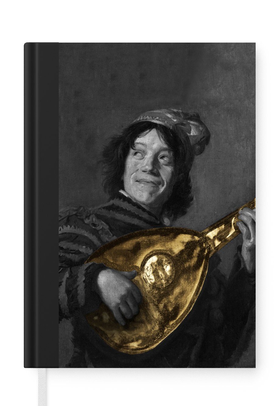 MuchoWow Notizbuch Der Lautenspieler - Frans Hals - Gold, Journal, Merkzettel, Tagebuch, Notizheft, A5, 98 Seiten, Haushaltsbuch