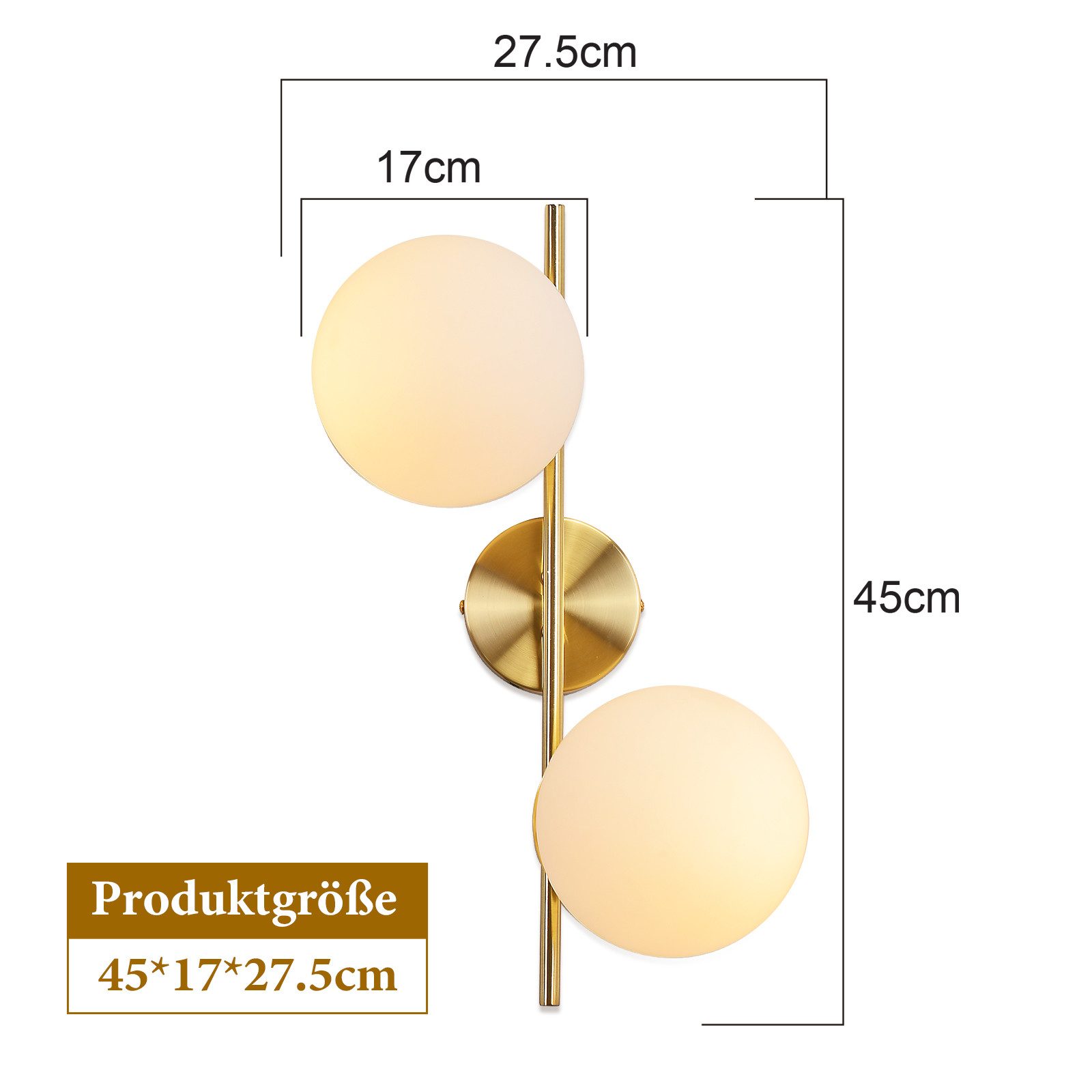 Nettlife Wandleuchte Innen Schlafzimmer Vintage Gold Glas Nachttischlampe Treppenhaus, ohne Leuchtmittel, Wandbeleuchtung für Flur Wohnzimmer Wall Bett