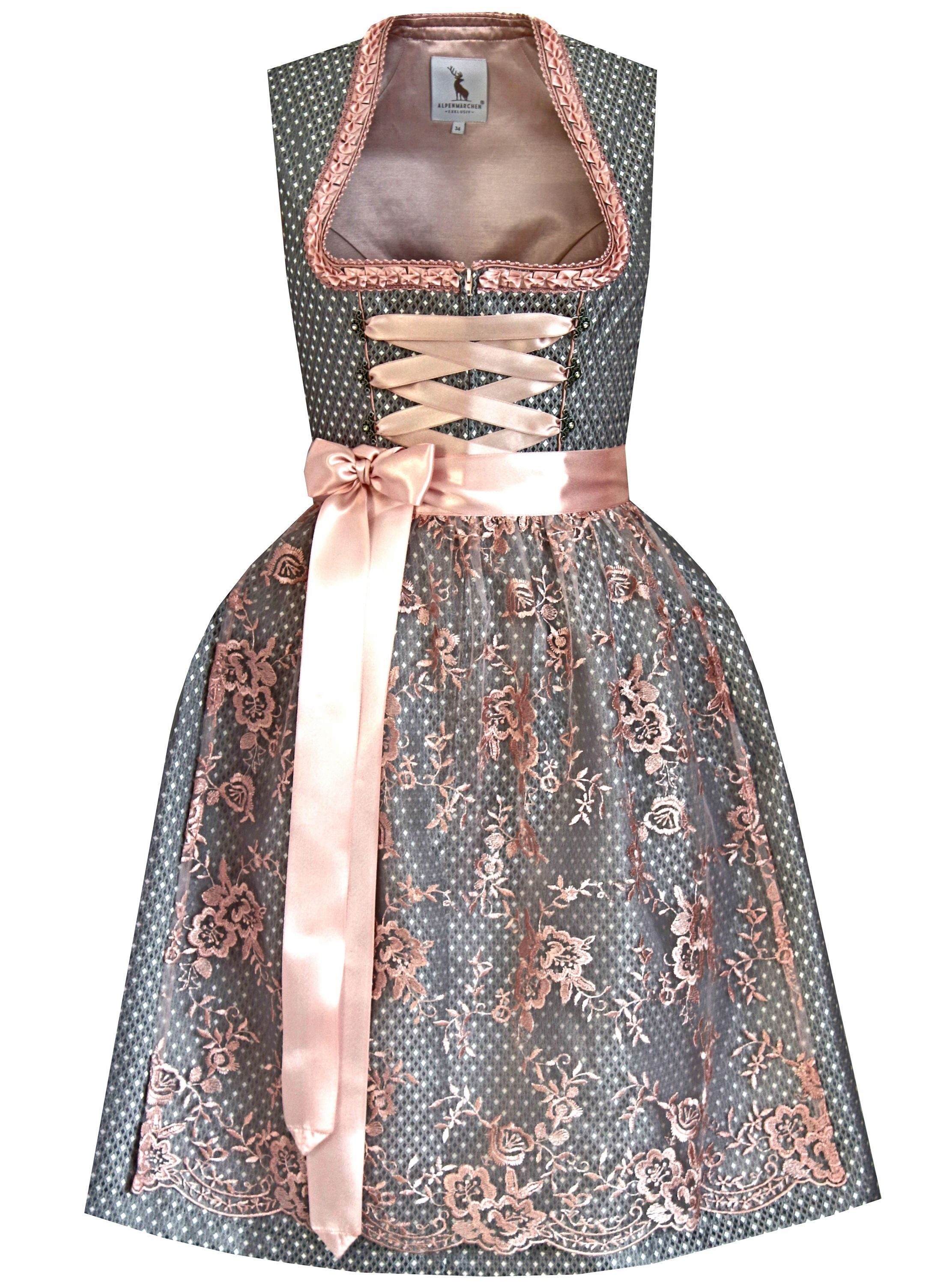 Alpenmärchen Dirndl Dirndl Tilda in grau und rosa - ALM789