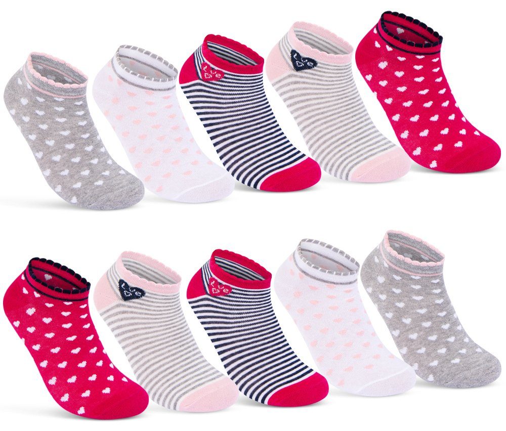 Socken 10 Paar Baumwolle Jungen Mädchen Kinder sockenkauf24 (56271, & 35-38) Sneaker Kindersocken WP Sneakersocken