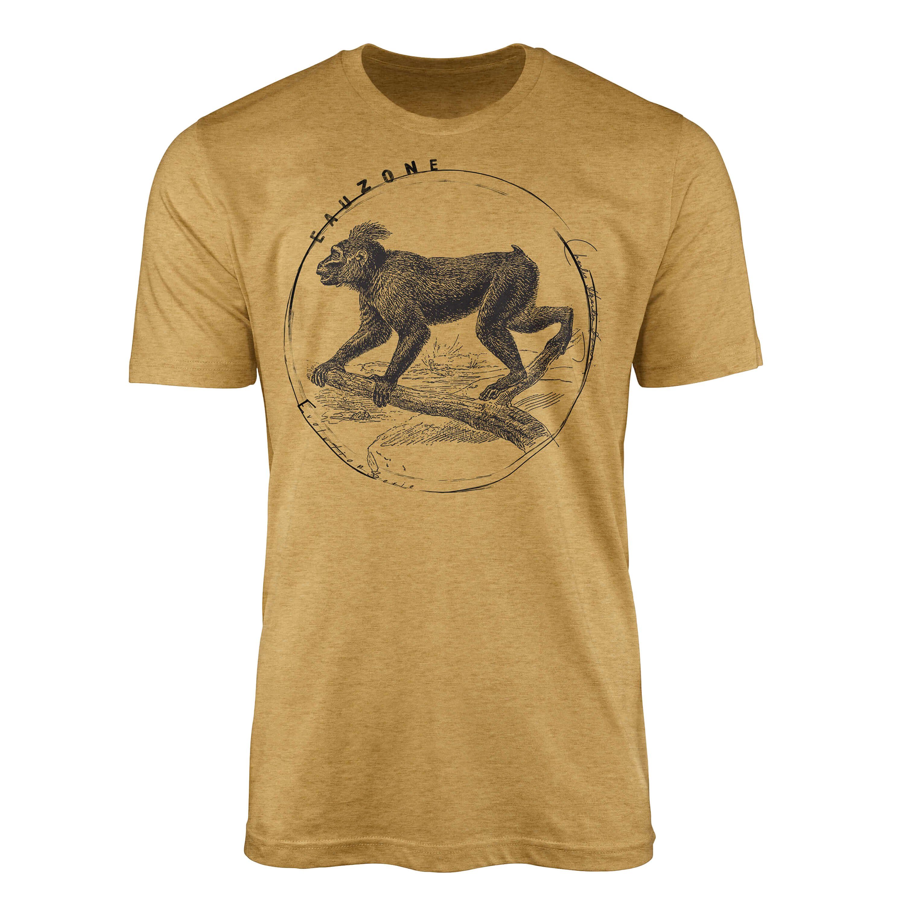 Sinus Art T-Shirt Evolution Herren T-Shirt Makake Antique Gold