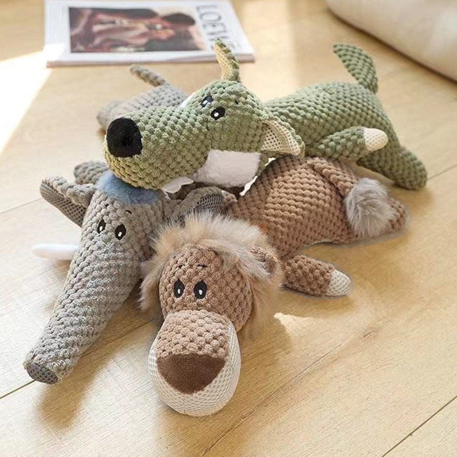 OKWISH Tierkuscheltier Interaktives Hundespielzeug Kauspielzeug Hund, Baumwollseil, Zahnpflege Stressabbau Quietschspielzeug (1-tlg) robust weich kaubar für kleine mittelgroße Hunde