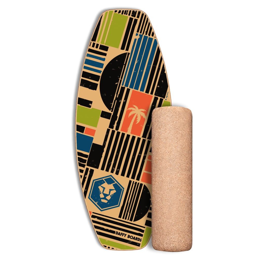 Daffy Boards Balanceboard Allrounder Set mit Korkrolle - Design: Shapes