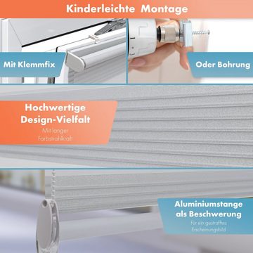 Doppelrollo für Fenster, Klemm Rollos ohne Bohren, Duo Rollo, Bailena, Lichtschutz, ohne Bohren, freihängend, Klemmfix, mit Glitzer Lux, Premium-Stoff