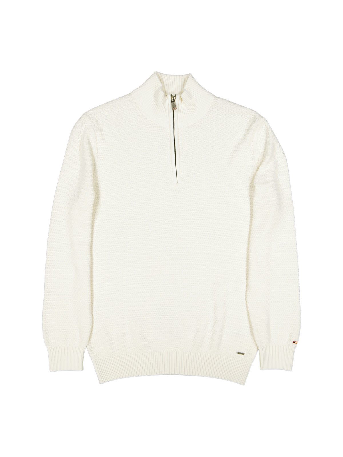 emilio adani Stehkragenpullover Herren Strickpullover mit Stehkragen, Naturweiss