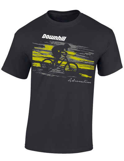 Baddery Print-Shirt Fahrrad T-Shirt : Downhill Adrenaline - Sport Tshirts Herren hochwertiger Siebdruck, auch Übergrößen, aus Baumwolle