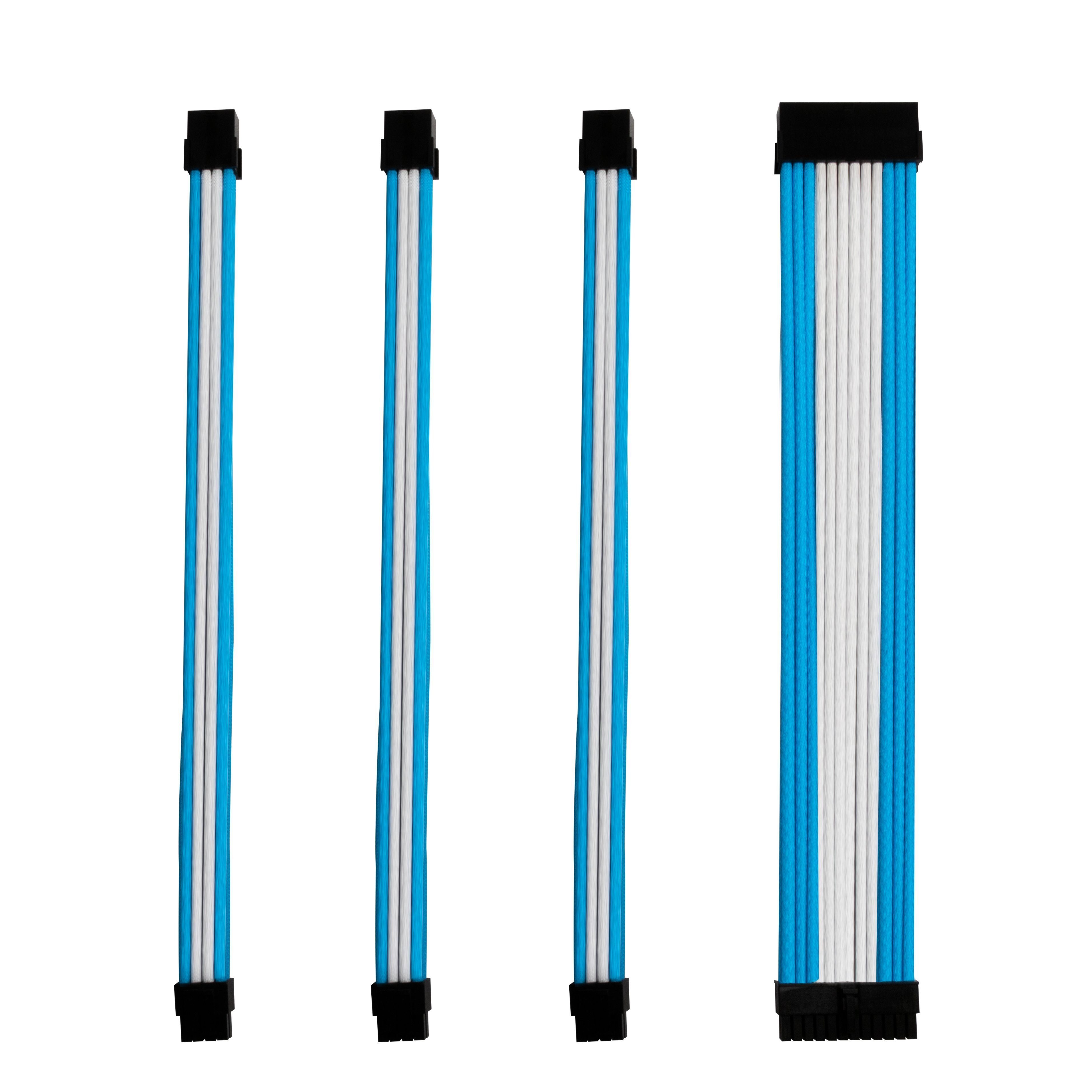 ONE GAMING Kabel-Sleeve-Set - Blau/Weiß - ONE GAMING Computer-Kabel