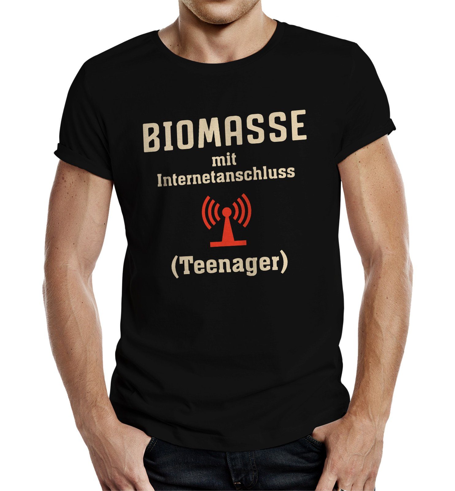 RAHMENLOS® T-Shirt Geschenk für Teenager - Biomasse mit Internetanschluss