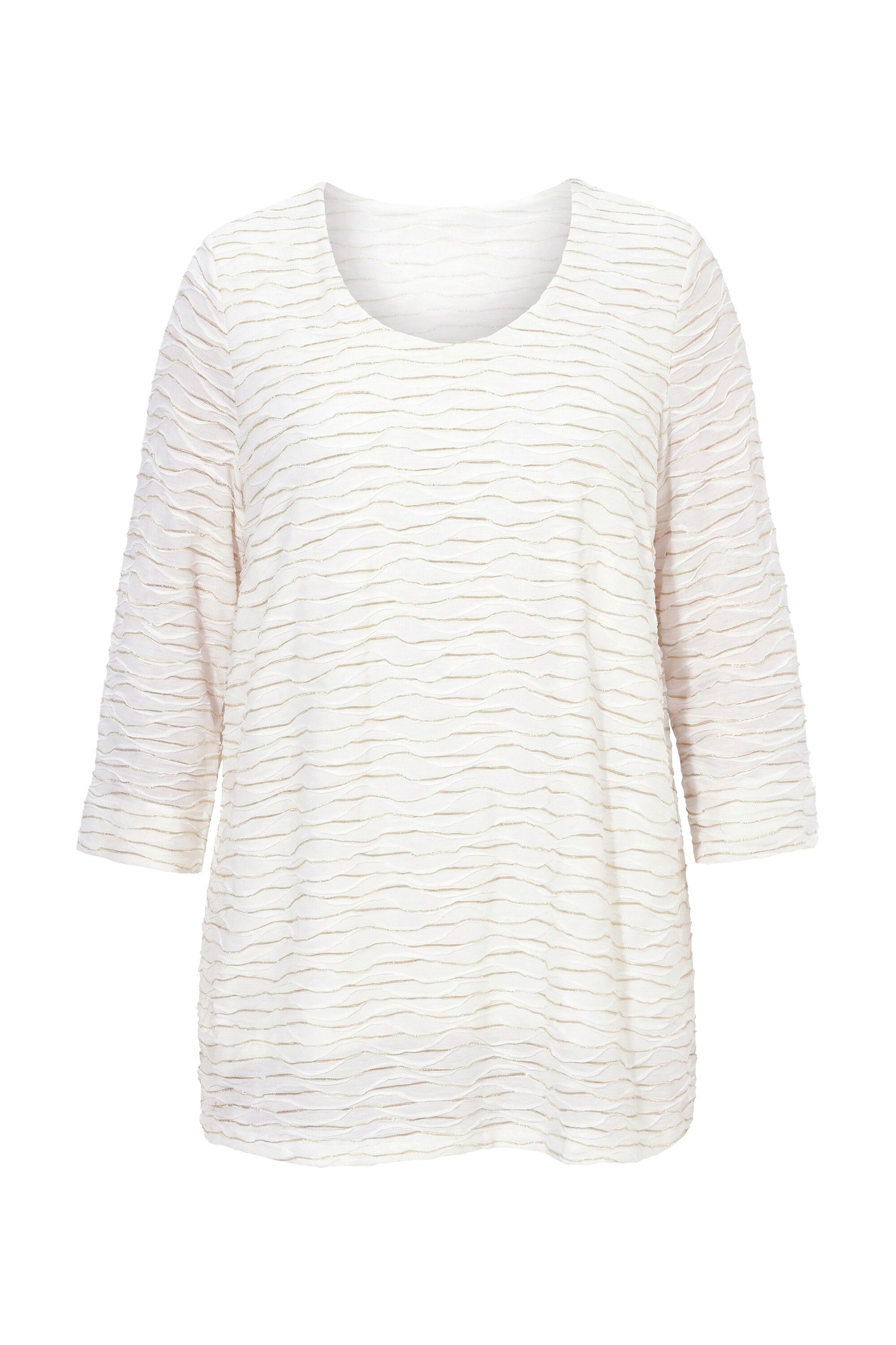 Ulla Popken T-Shirt Shirt Glitter A-Linie Rundhals 3/4-Arm
