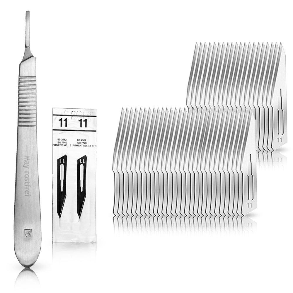 May Bastelmesserklinge Set Bastelmesser mit Hobby-Skalpellgriff aus Edelstahl und 50 Stück
