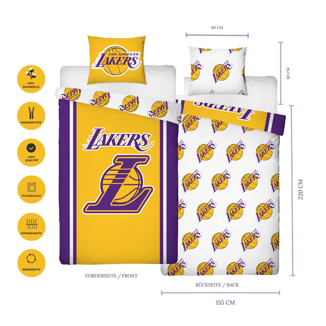 MTOnlinehandel Bettwäsche Los Angeles Lakers Basketball 135x200 oder 155x22 günstig online kaufen