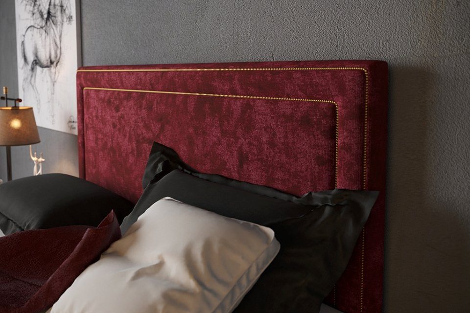 Kasten Betten Bett JVmoebel Hotel Rot Luxus Samt Lila Boxspring Polster Bett Neu Doppel