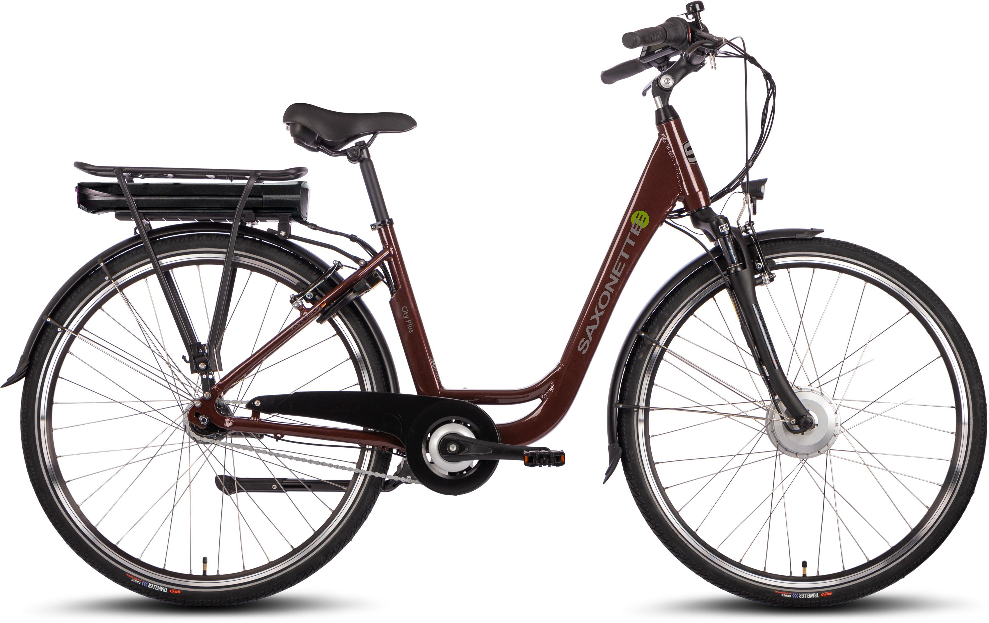 SAXONETTE E-Bike City Plus, 7 Gang, Nabenschaltung, Frontmotor, 375 Wh Akku, (mit Akku-Ladegerät)