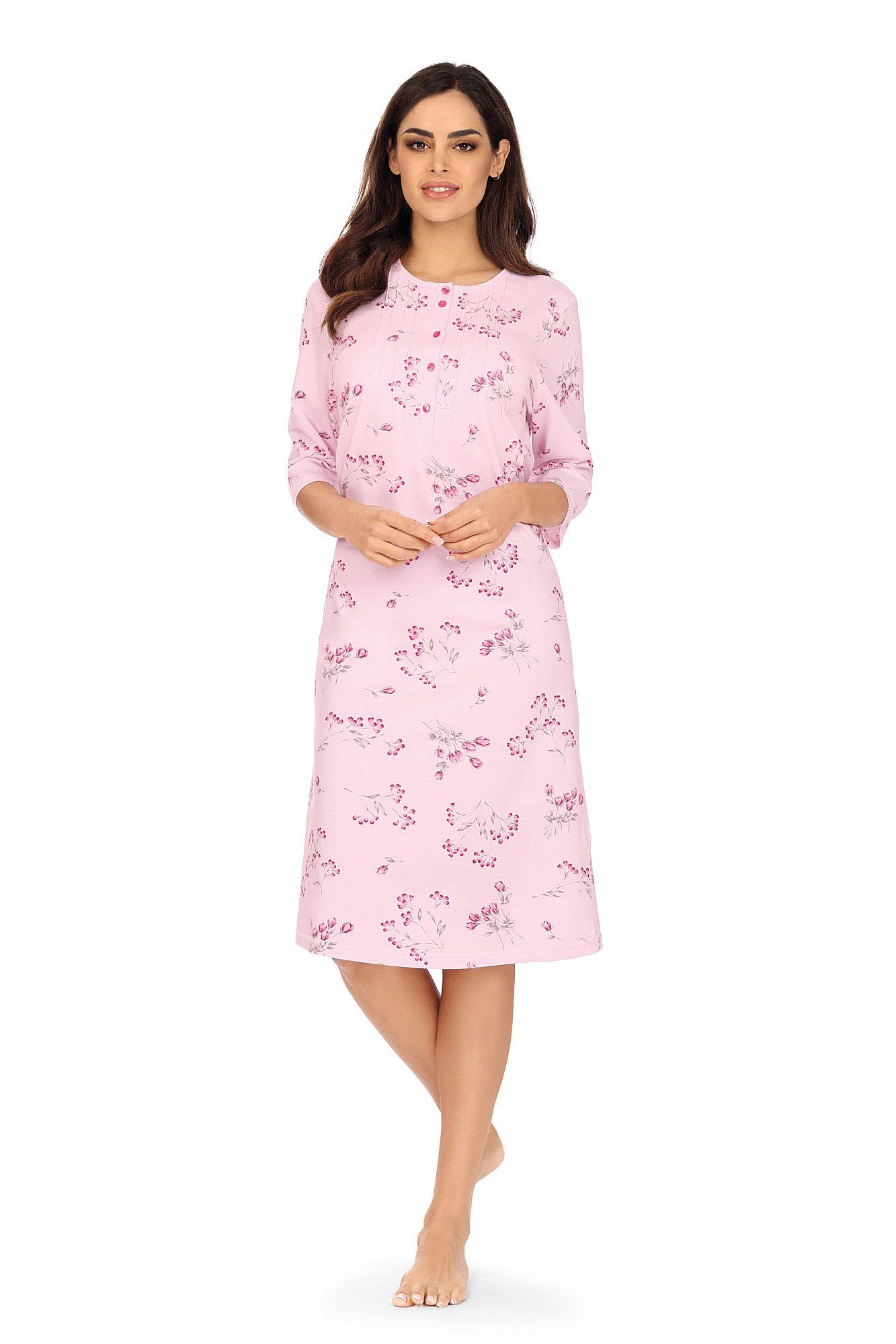 Blumendruck (Set, rose Sleepshirt ca.110cm Damen Set) 1-tlg., Nachthemd comtessa Baumwolle Nachthemd