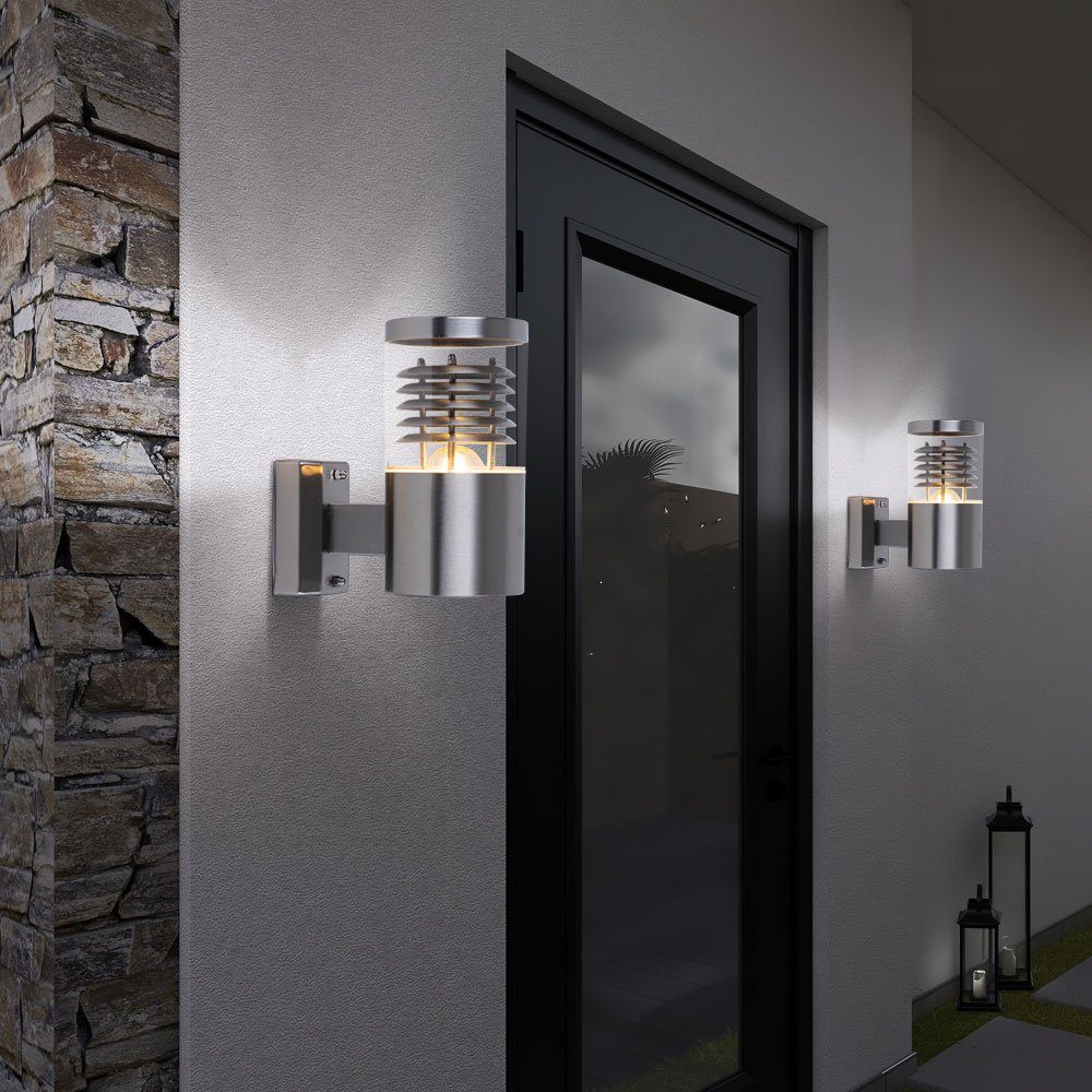 etc-shop Außen-Wandleuchte, Leuchtmittel Edelstahl Warmweiß, Gartenlampe Wandleuchte Fassadenleuchte LED inklusive, Außen