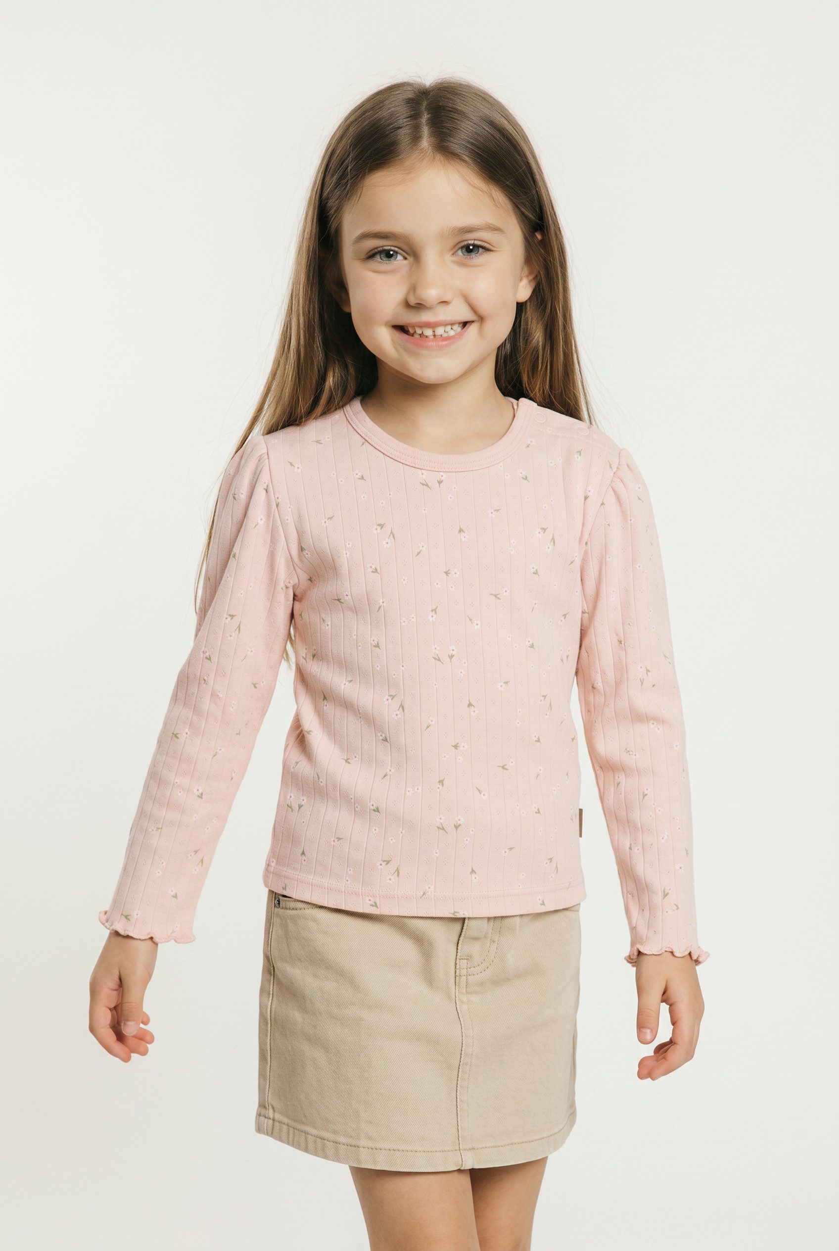 MAXIMO T-Shirt (1-tlg) Blassrosa, Blumen-Alloverprint, Longsleeve, Baby-Girl