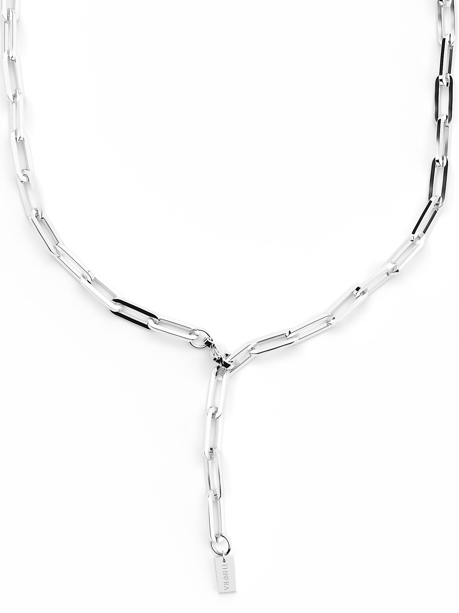 THIORA Y-Kette Island Links Y-Halskette Damen – Gliederkette Edelstahl 54 cm (Einzelartikel, Einzelschmuckstück – Halskette), Verstellbar, wasserfest, allergikerfreundlich, Statement-Design