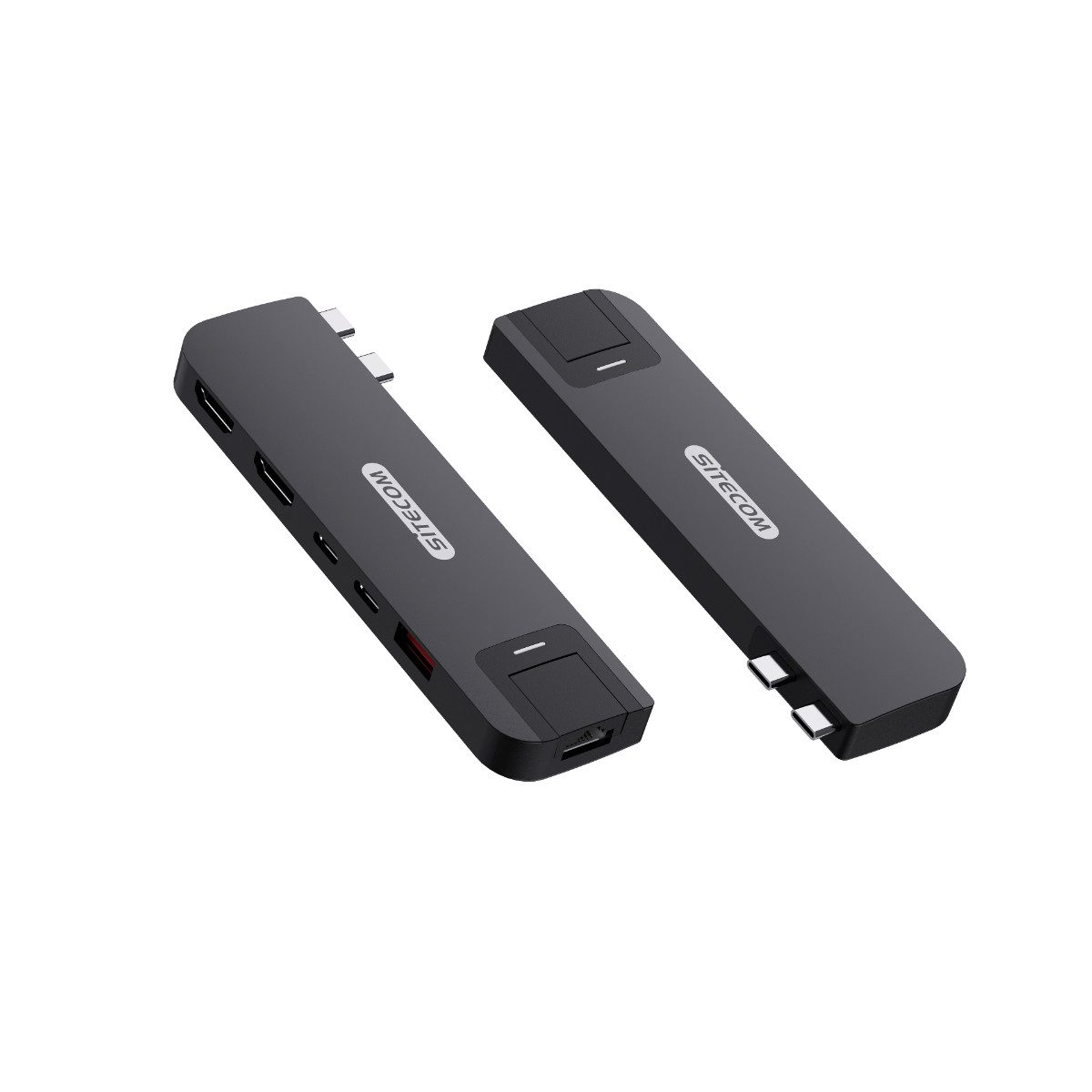 Sitecom AC-210 Notebook-Adapter USB-C, HDMI, RJ45 Ethernet, USB-A zu USB-C, 6-in-2 USB-C-Multiport-Hub mit HDMI, Ethernet und USB-A/-C