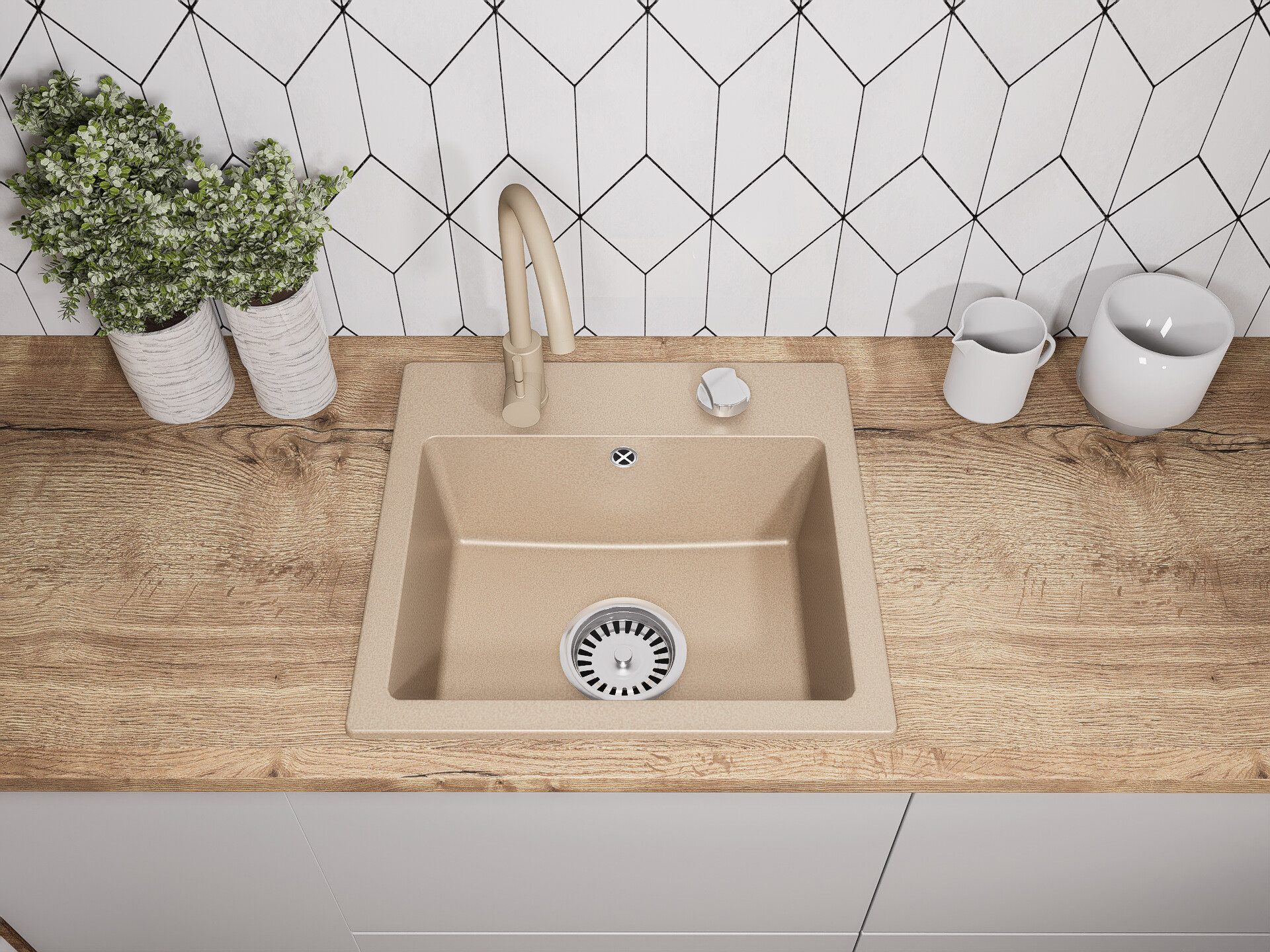 Faizee Home Granitspüle Faizee Home, Granitspüle Compact 44×41,5 cm – Küchenspüle Spülbecken