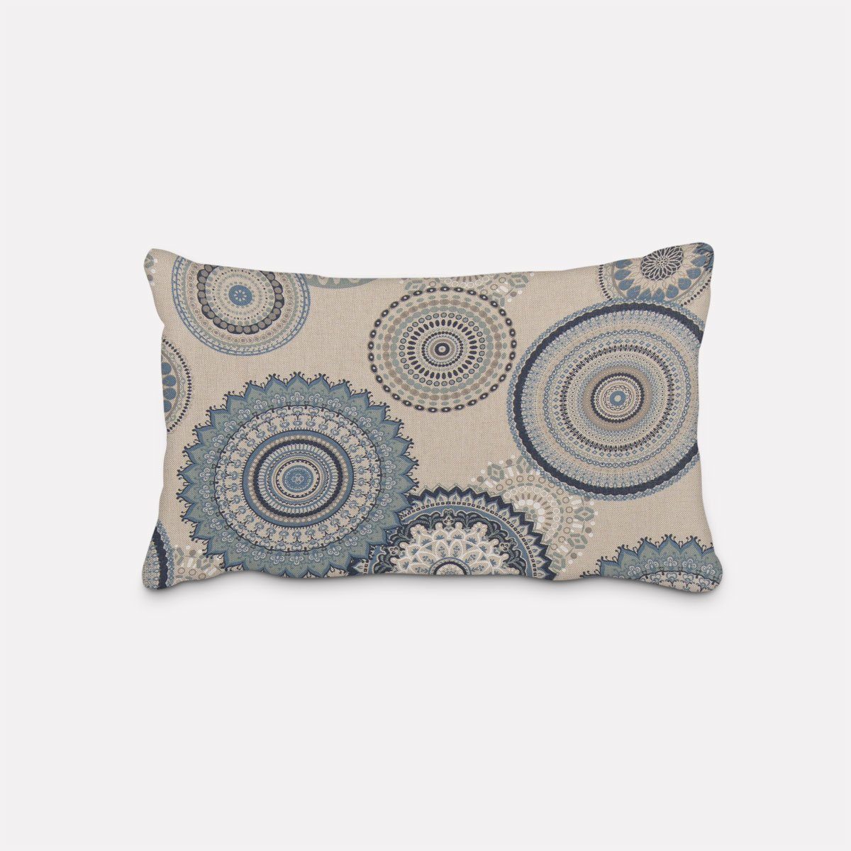 SCHÖNER LEBEN. Dekokissen Kissenhülle Mandalas natur blau verschiedene Größen, made in Germany,handmade