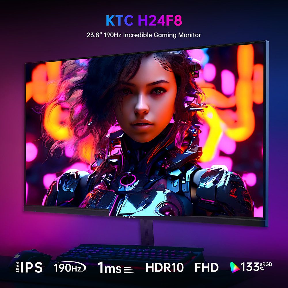 KTC H24F8 190Hz Gaming-Monitor (1920 x 1080 px, FHD, 1 ms Reaktionszeit, 190 Hz, 1ms, 190Hz, HDR 10 Support, FHD, Niedriges blaues Licht,1920 x 1080)