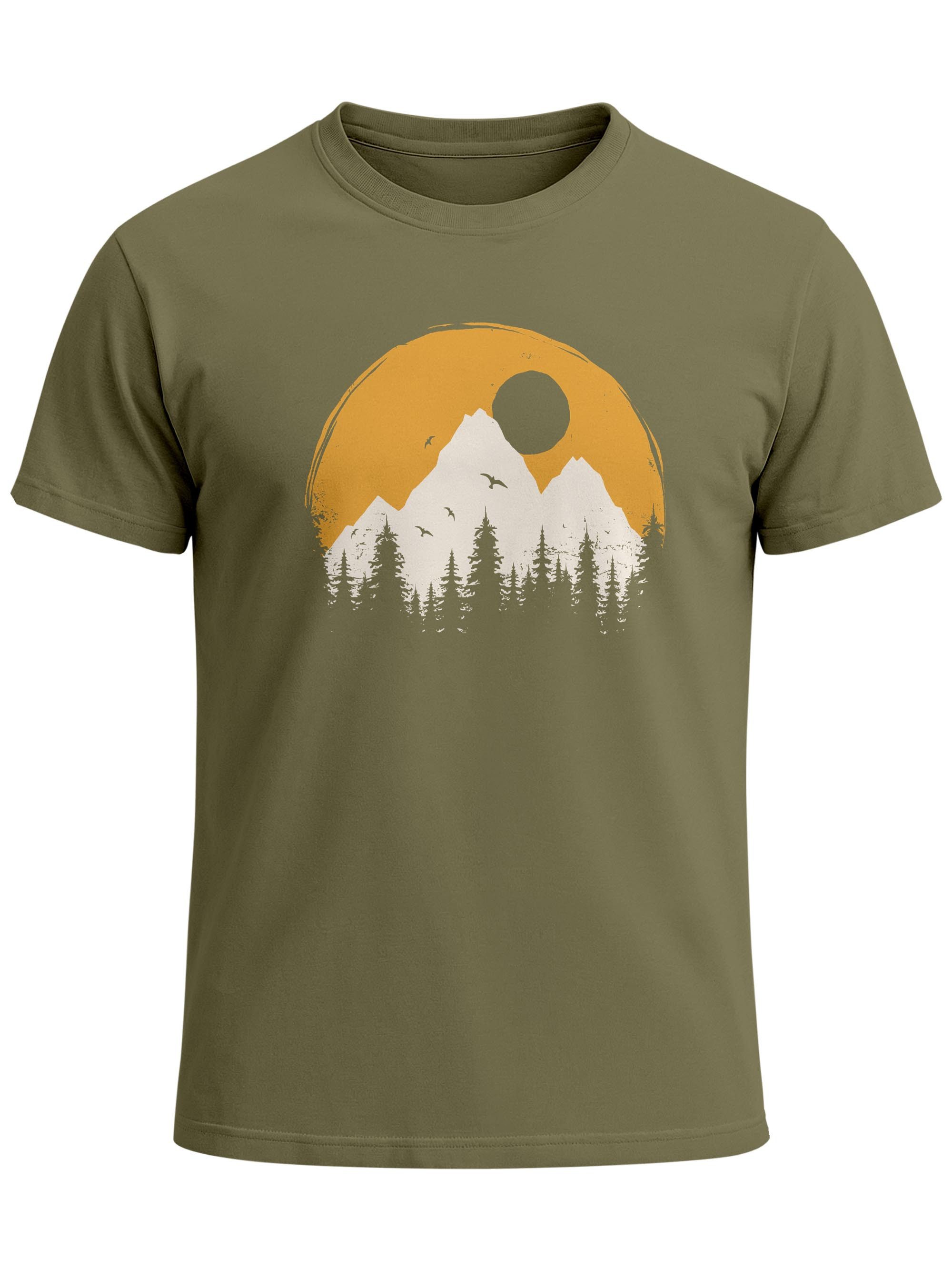 Neverless Print-Shirt Herren T-Shirt Outdoor Print Natural Badge Logo Wandern Fashion mit Print