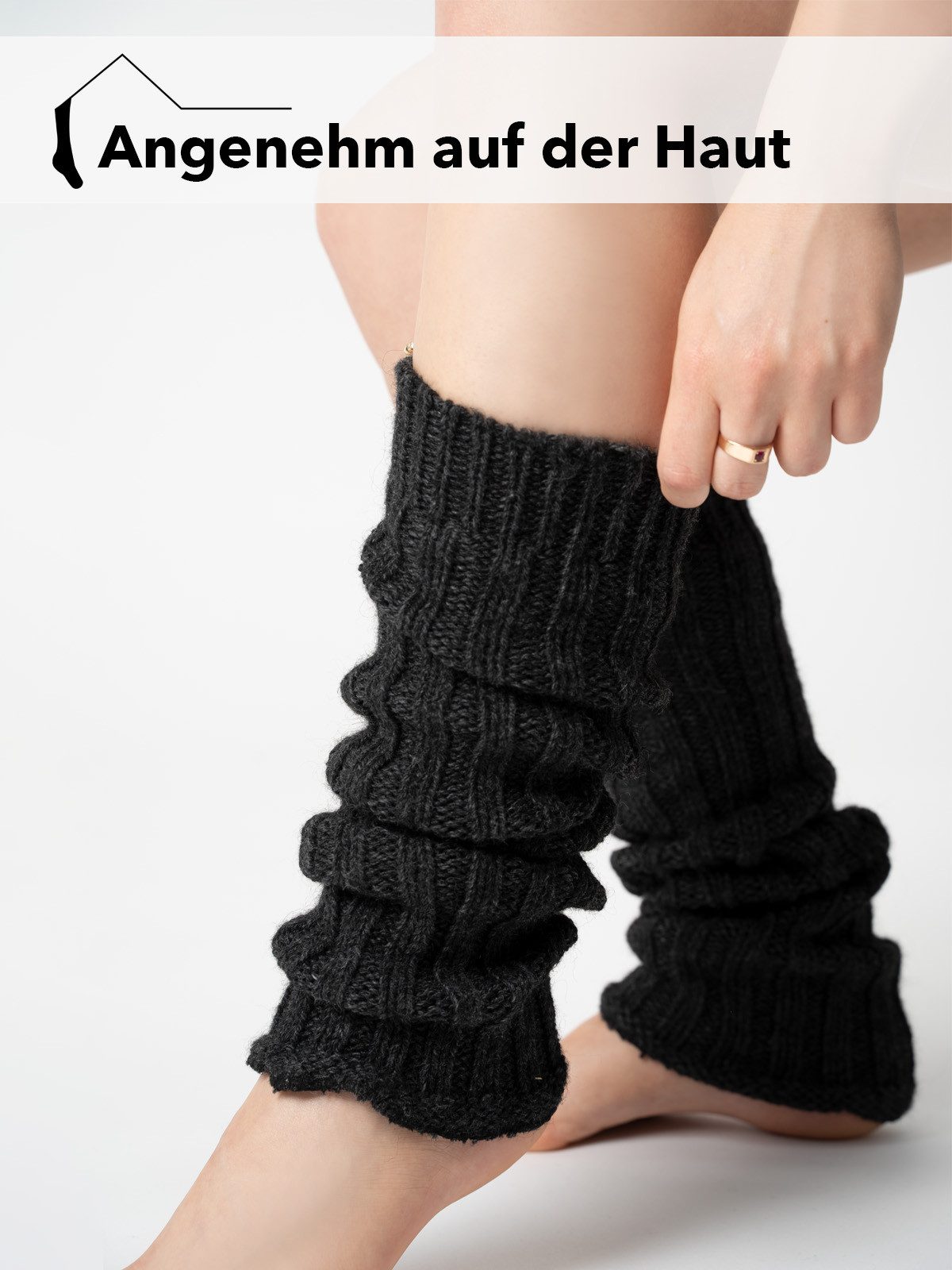 HomeOfSocks Beinstulpen Alpaka Stulpen Damen aus Wolle Grobstrick Leg Warmer Hoher Tragekomfort dank Gummibund Höhe verstellbar