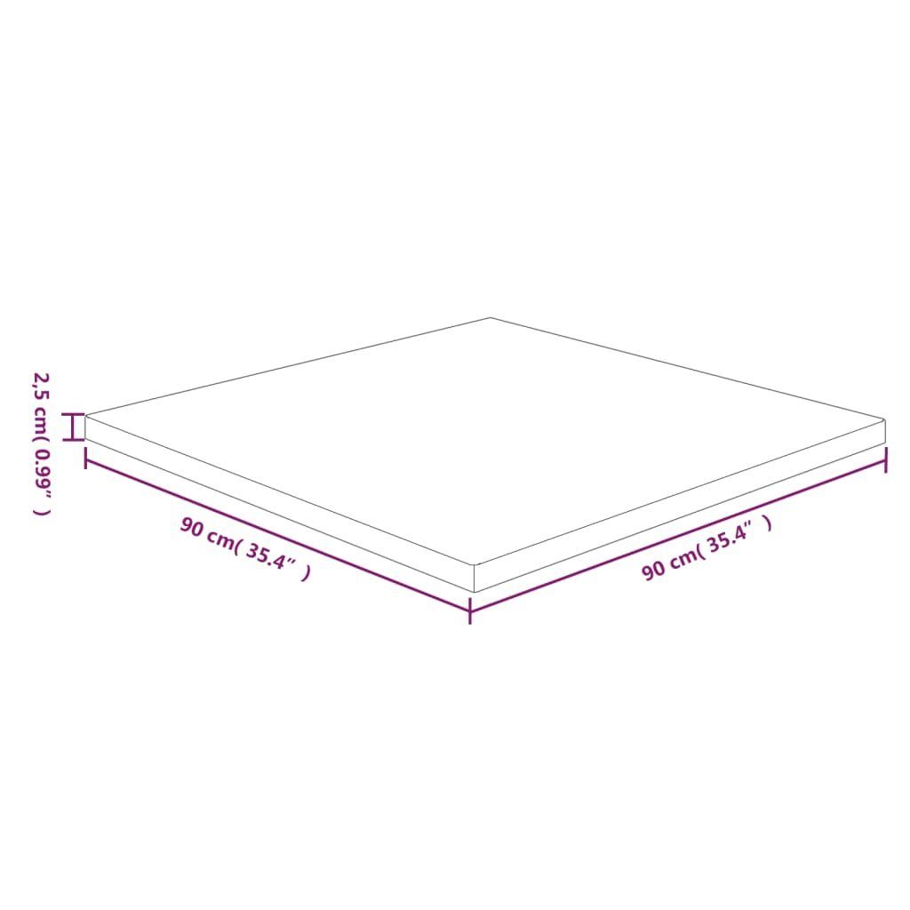 furnicato Tischplatte St) Behandelt Eiche (1 Dunkelbraun 90x90x2,5cm Quadratisch