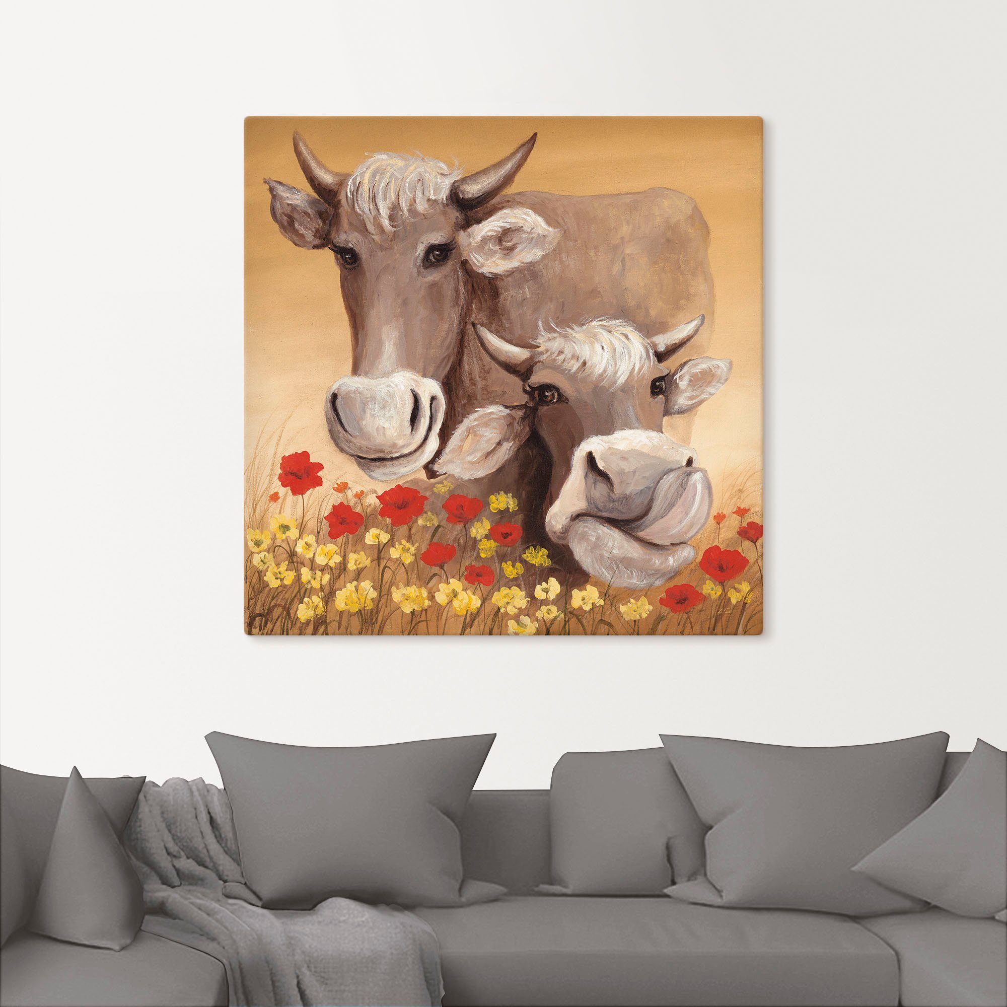 Größen Poster Wandaufkleber Kühe, oder versch. (1 Wandbild Leinwandbild, St), als in Alubild, Artland Haustiere