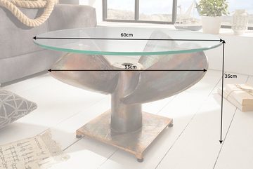 riess-ambiente Couchtisch OCEAN M Ø60cm transparent / kupfer geflammt (Einzelartikel, 1-St), Wohnzimmer · Glasplatte · rund · Maritim · Schiffsschraube · Metall