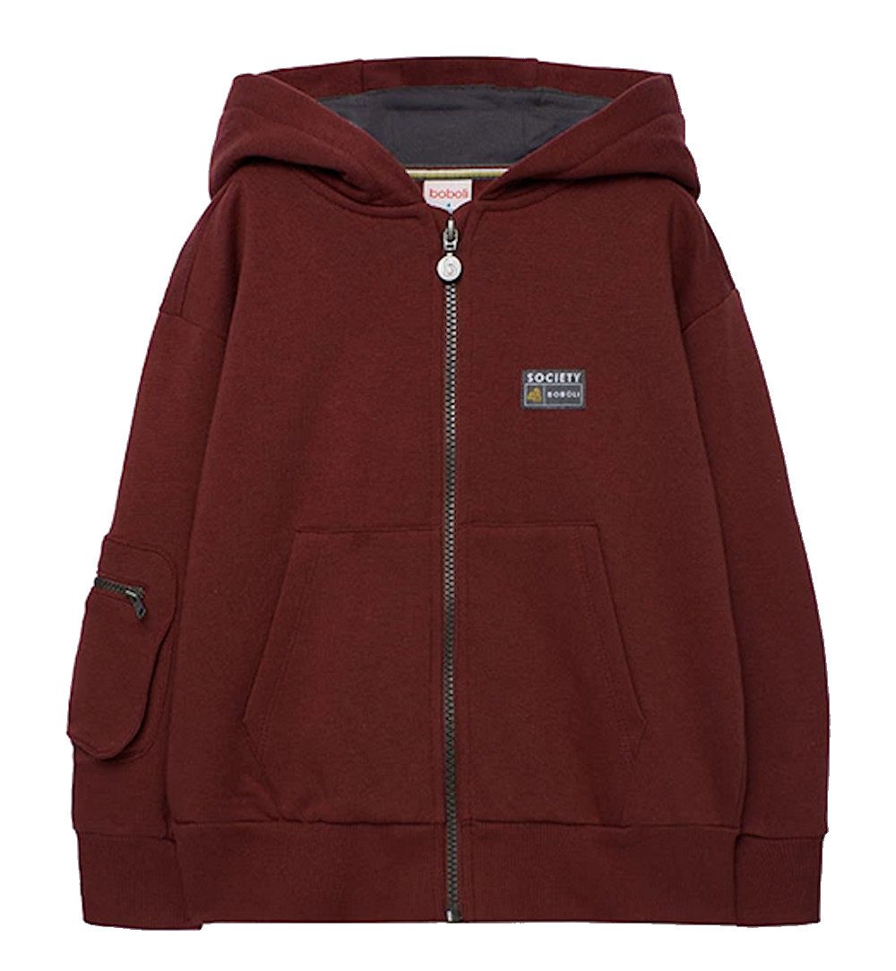 BÒBOLI Sweatjacke BÒBOLI Jungen Sweatjacke angeraut Jacke Kapuze cooper braun (1-tlg., kein Set)