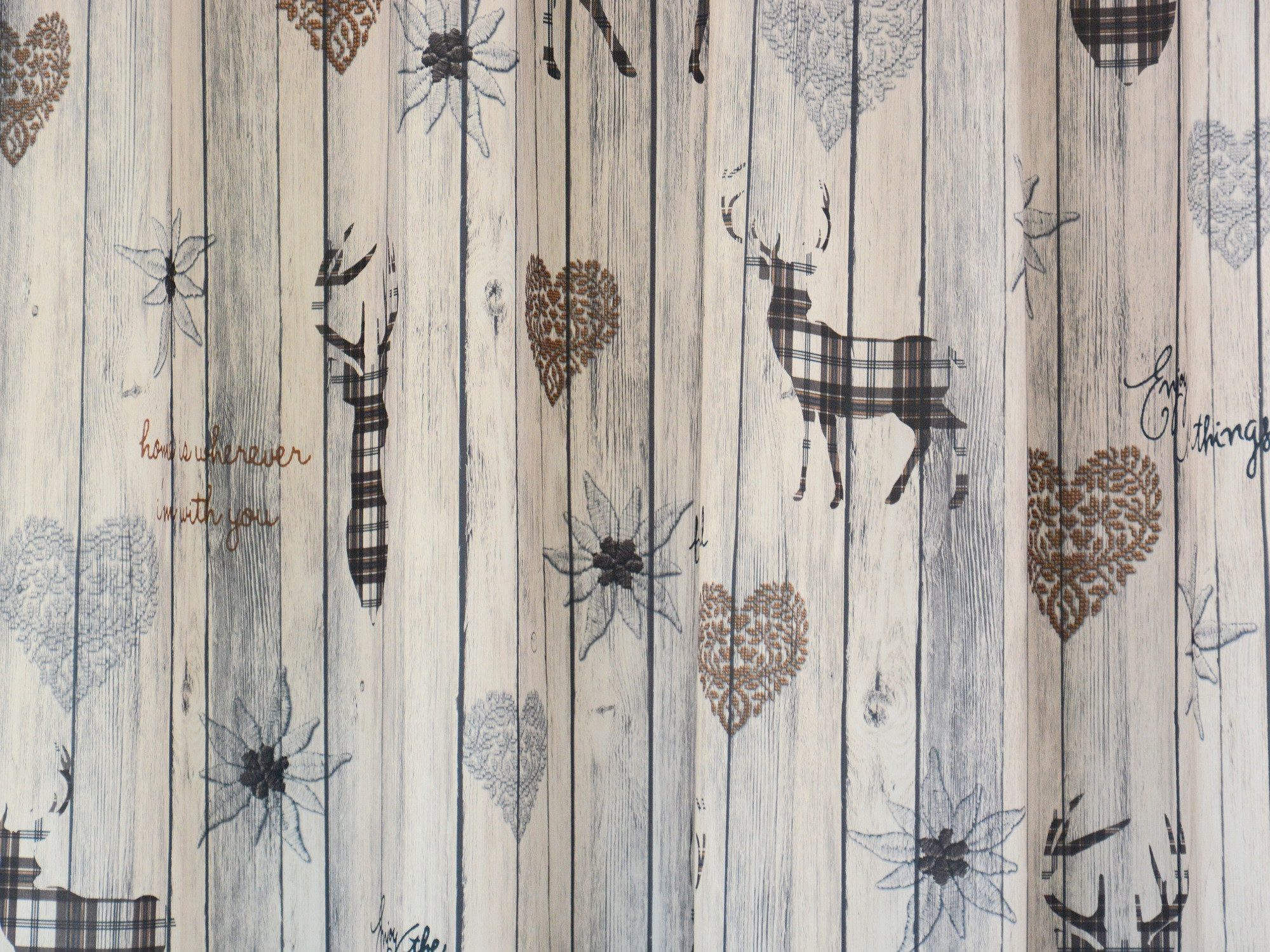 Clever-Kauf-24 Vorhang Schlaufenschal Hirsch Landhaus braun 135x145/ 175/ 2 günstig online kaufen