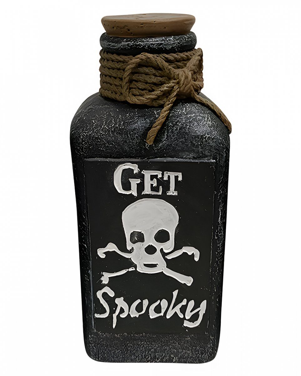 Horror-Shop Dekofigur Totenkopf Deko Giftflasche mit GET Spooky Aufschri