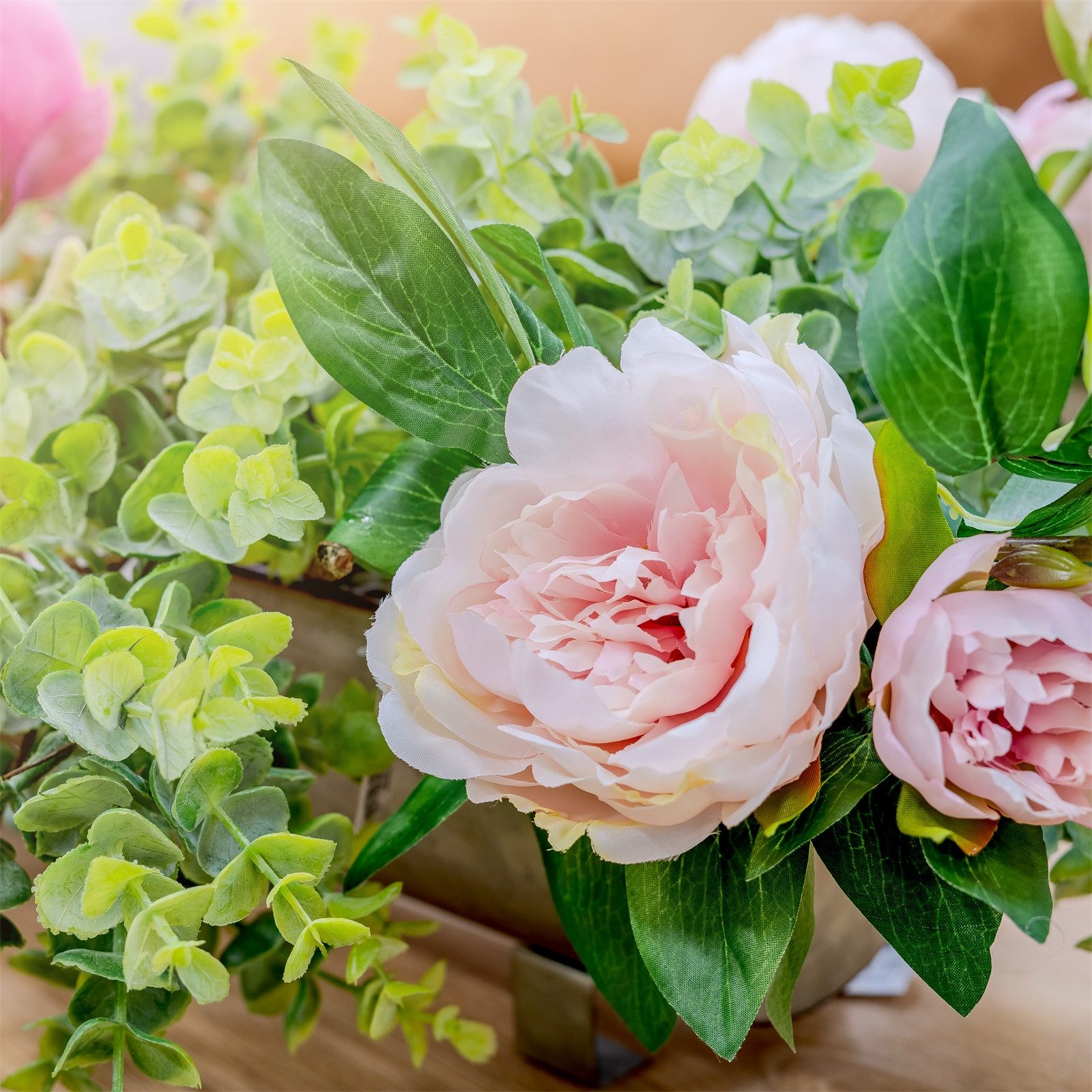 Kunstblume Pfingstrose 2er Set Rosa Flora, HTI-Living, Höhe 23 cm, Kunstblume 23 cm