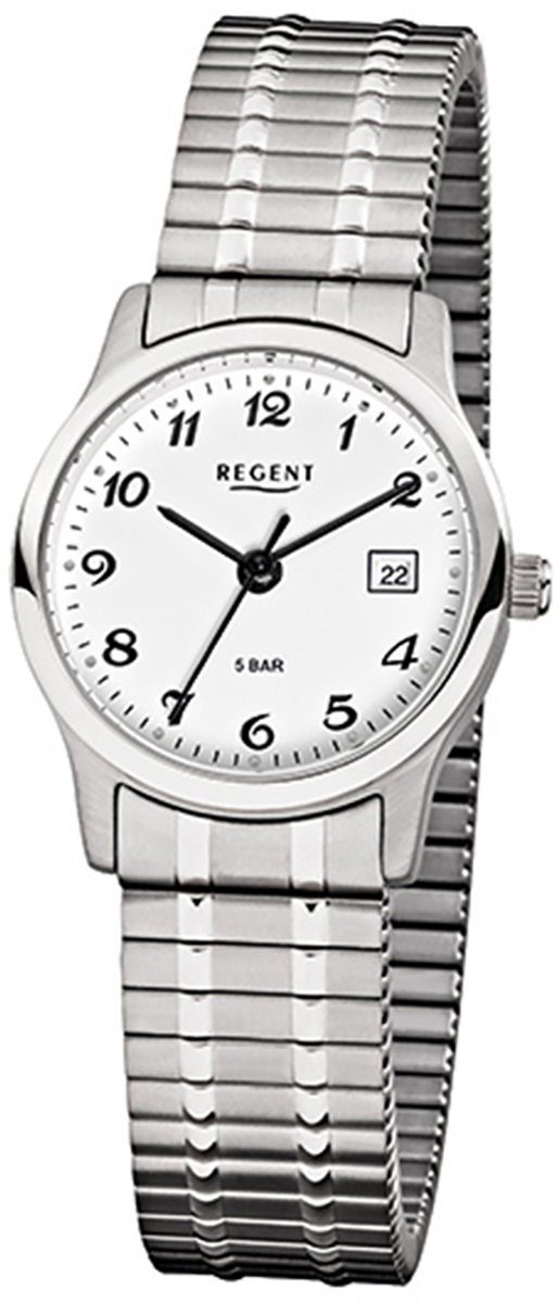 Regent Quarzuhr Regent Damen Herren-Armbanduhr silber, Damen, Herren Armbanduhr rund, klein (ca. 27mm), Edelstahlarmband