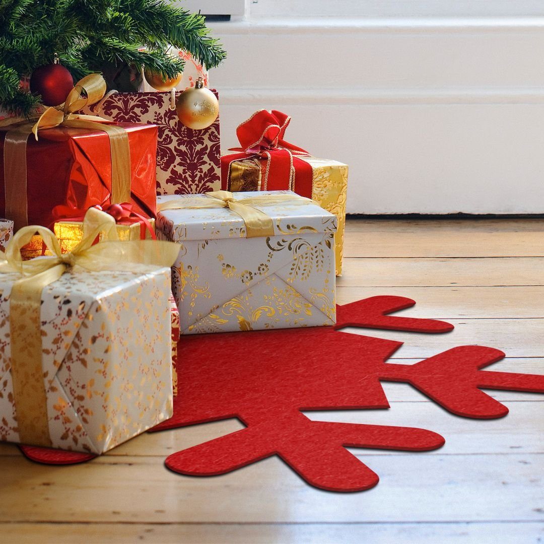 K&L Wall Art Weihnachtsbaumdecke Runde Filzdecke Schneeflocken Ø 99cm Untersetzer