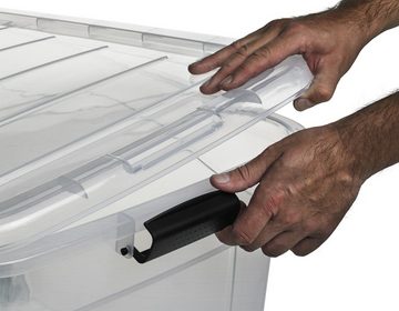 Logiplast Aufbewahrungsbox Premium Aufbwahrungsbox, 40 Liter (Spar-Set, 5 Stück), Lebensmittelecht, transparent, einfach zu reinigen