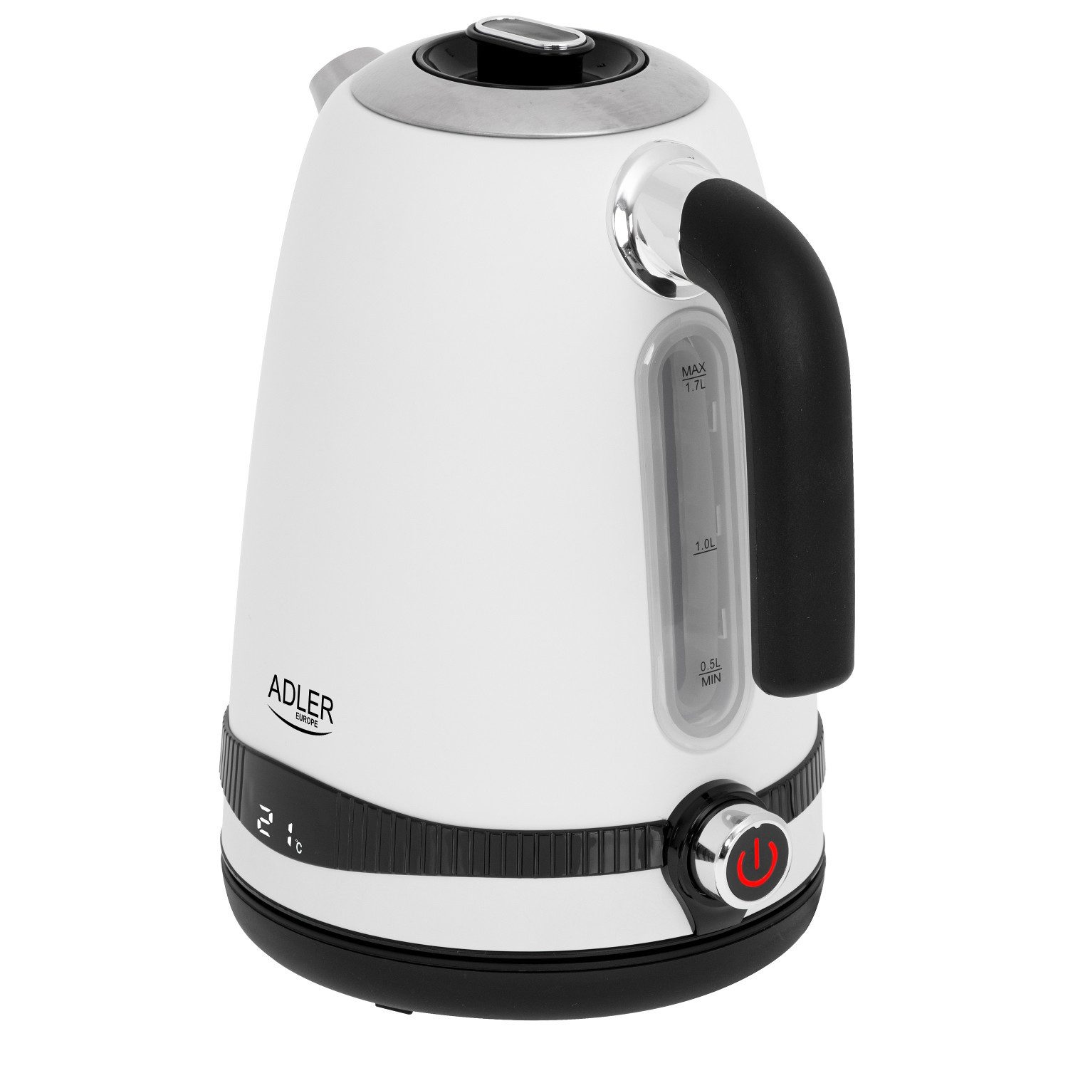Adler Wasserkocher AD 1295 Elektrischer Wasserkocher 1,7 l, 1,7 l, 2200 W, LCD-Display, 2200 W