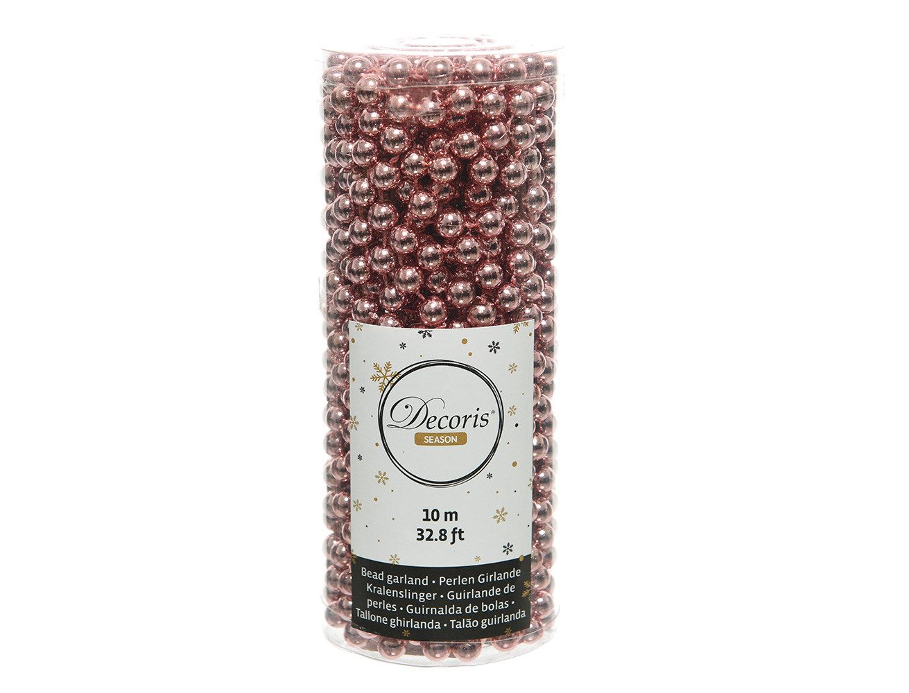 Kaemingk Christbaumschmuck, Perlenkette 8mm x 10m Kunststoff - Samtpink