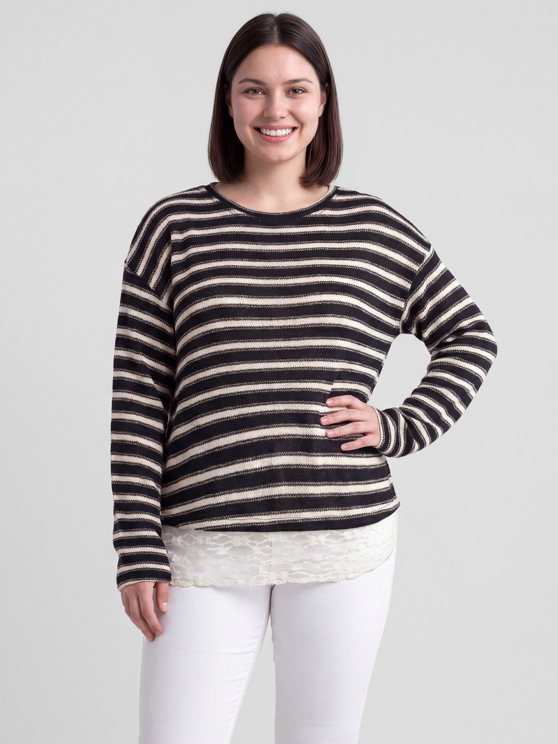 Strickpullover Feinstrickpullover gestreift