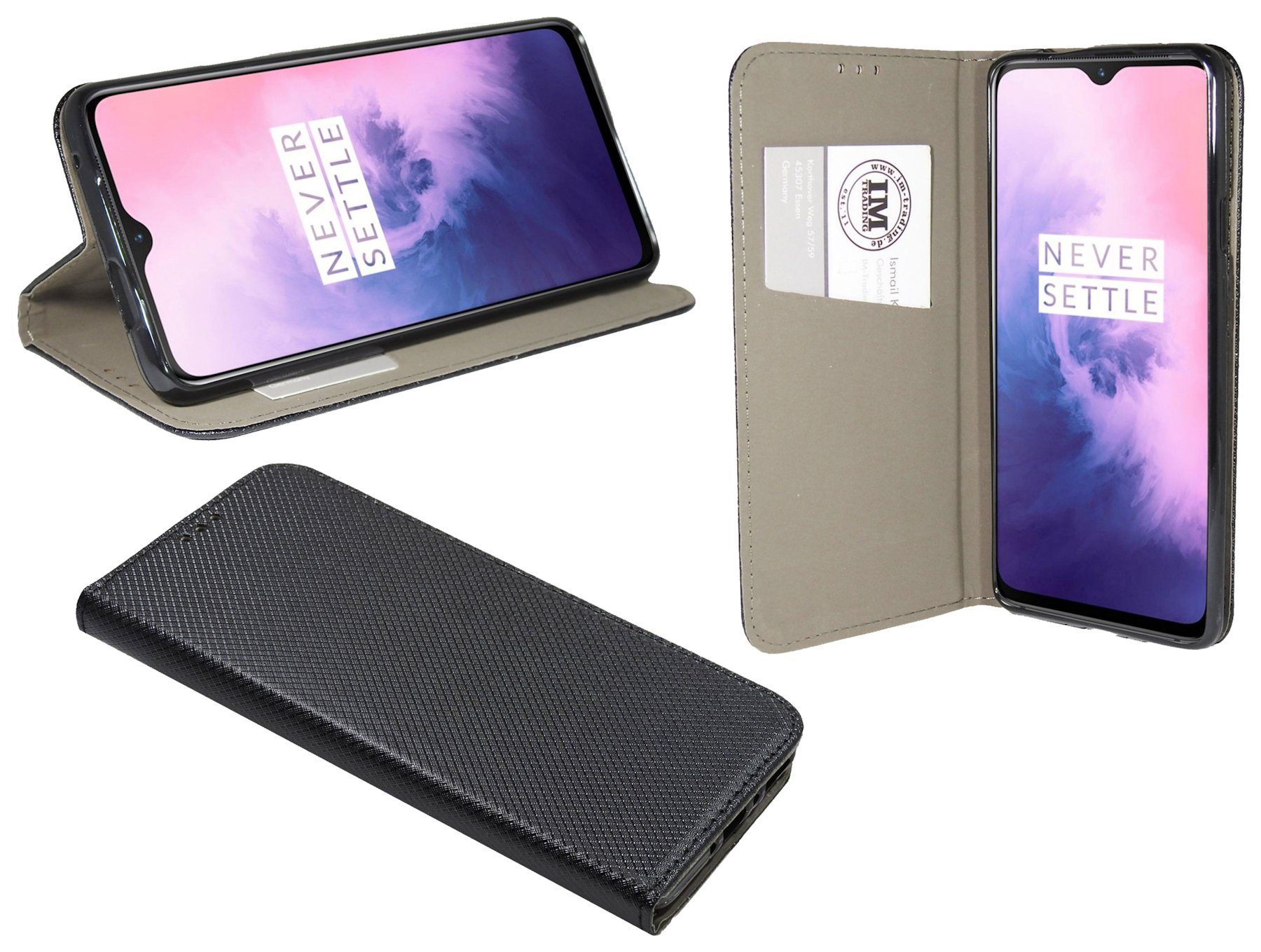 cofi1453 Handyhülle Hülle Tasche für OnePlus 7 Pro, Kunstleder Schutzhülle Handy Wallet Case Cover mit Kartenfächern, Stan