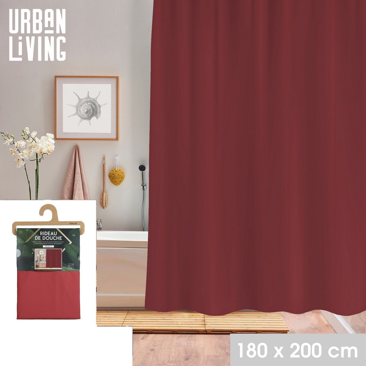 Urban Living Duschvorhang Badewannenvorhang Badvorhang Ersatzvorhang Vorhang Breite 180 cm, wasserdichtes Material