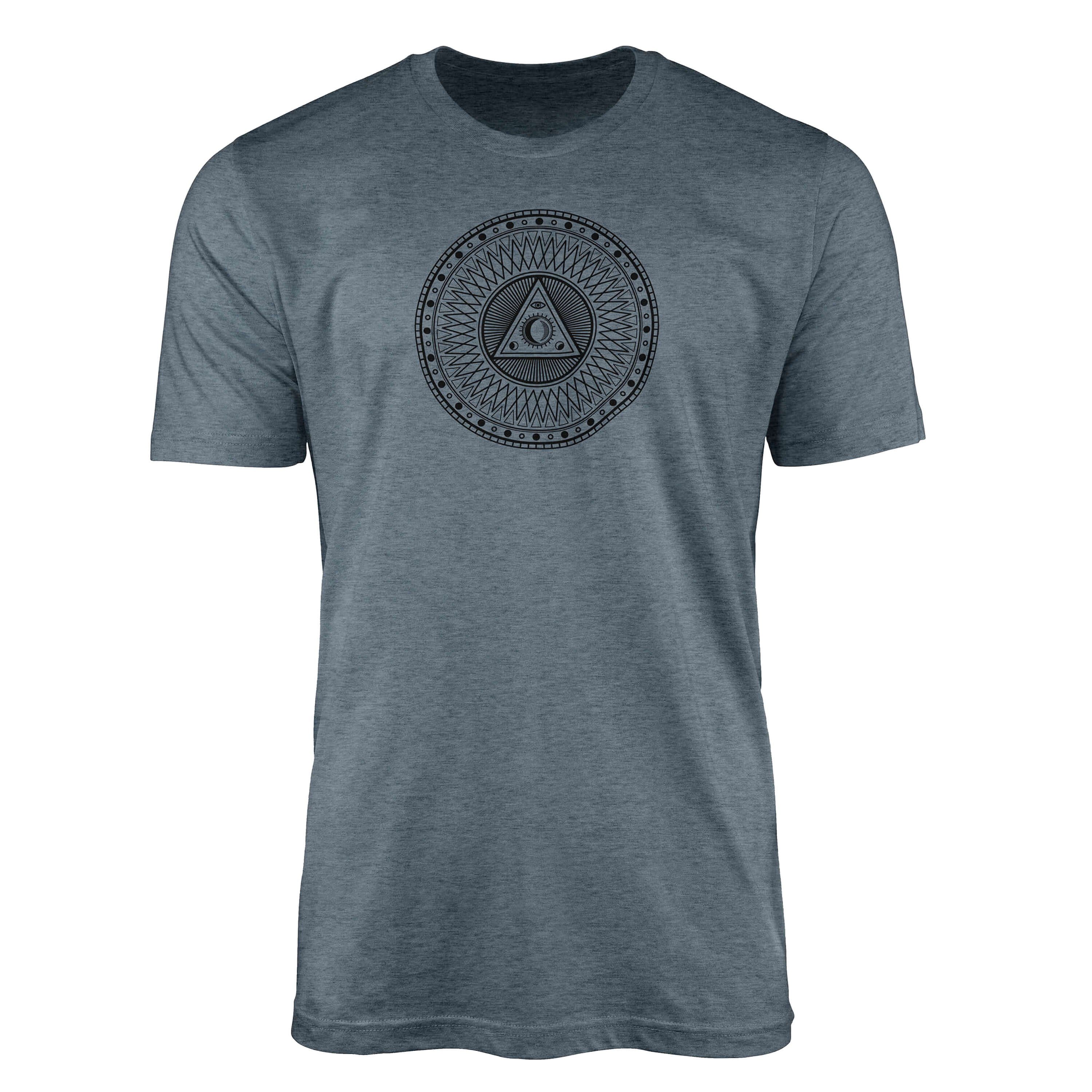 Sinus Art T-Shirt Premium T-Shirt Alchemy Serie Symbole angenehmer Tragekomfort feine Struktur No.0032 Indigo