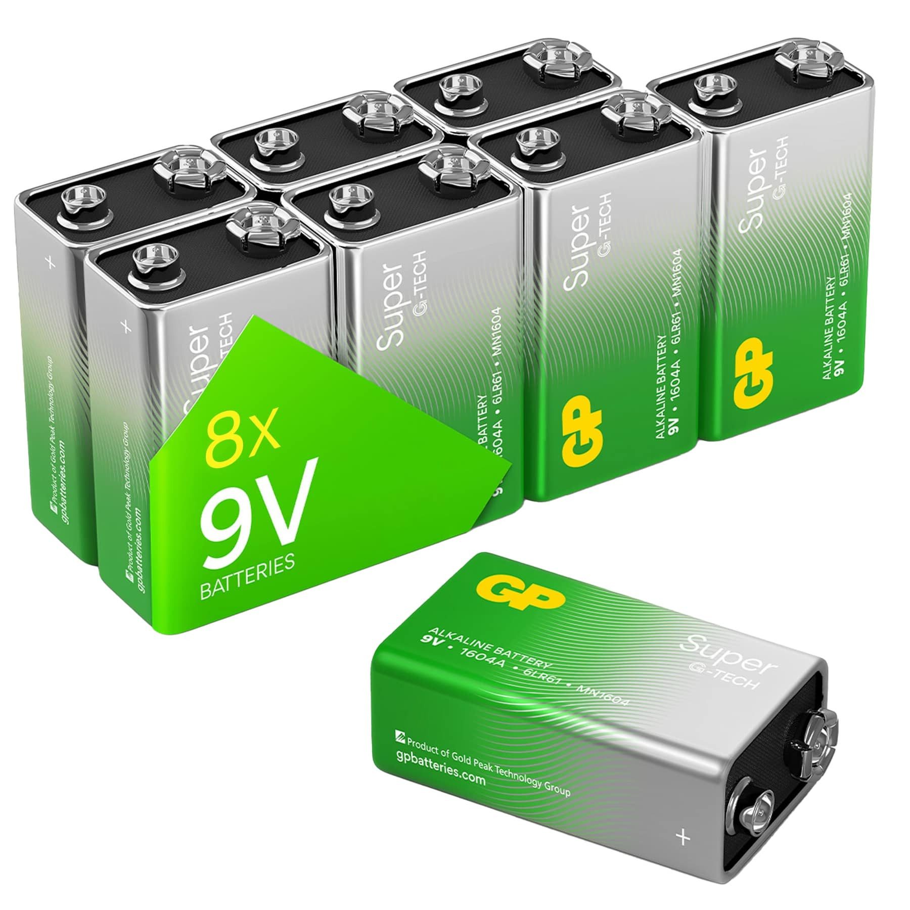 Gp GP Super Alkaline-Batterie E-Block, 6LR61, MN1604, 9V, 8 Stück Batterie