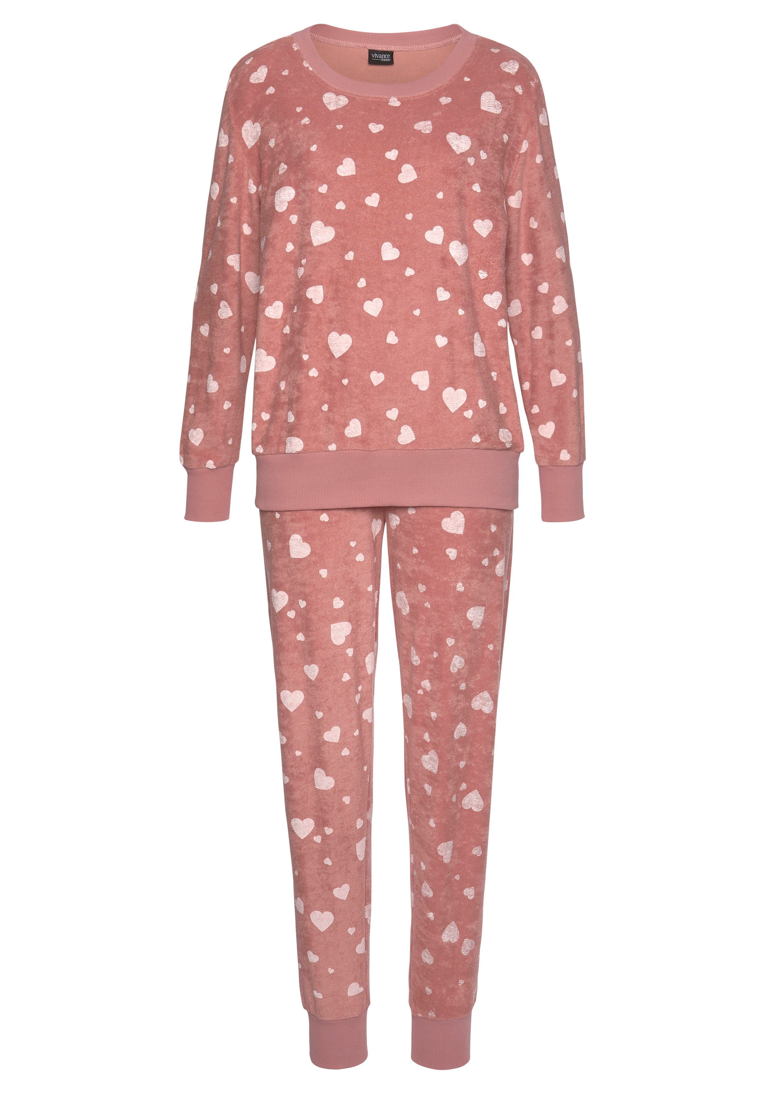 Vivance Dreams Pyjama Alloverdruck tlg., Stück) (2 1 altrosa-weiß-allover-gemustert mit