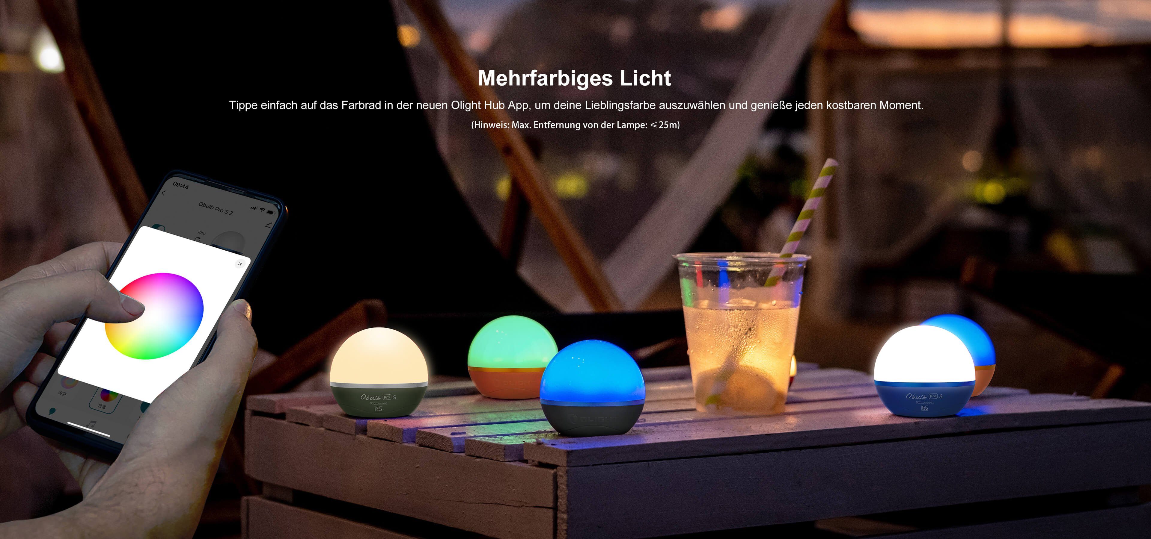 App-Steuerung Dynamische Orange Nachtlicht Farbenfrohe Obulb Lichtkugel OLIGHT Pro mit und S